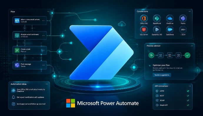 Automatisation Microsoft. Microsoft Power Automate aide les entreprises à automatiser leurs processus, connecter leurs applications et améliorer leur efficacité grâce aux workflows intelligents.