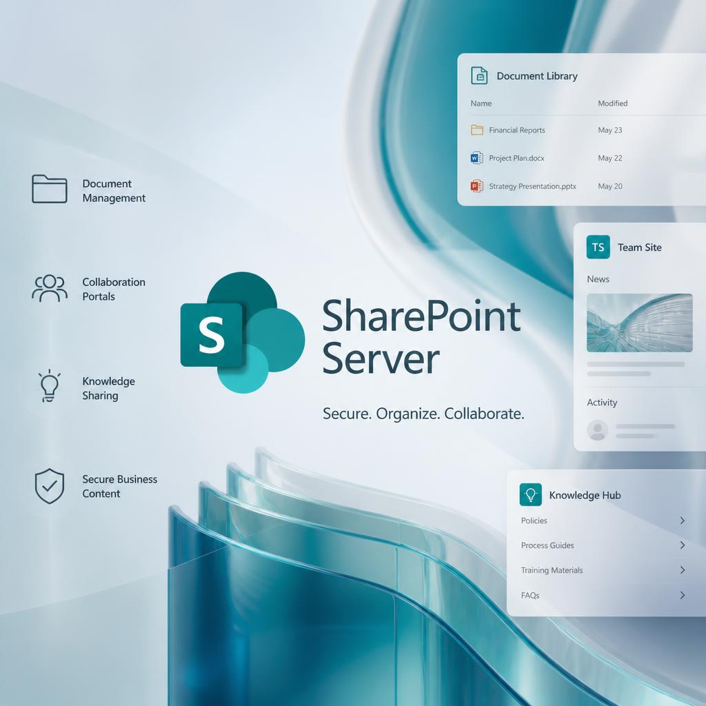 Microsoft SharePoint Server pour la gestion documentaire et la collaboration en entreprise Microsoft SharePoint Server pour entreprises au Maroc, plateforme de gestion documentaire, intranet collaboratif, partage sécurisé de fichiers et collaboration professionnelle. MT Nexus, revendeur Microsoft agréé à Casablanca.