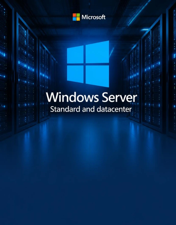 Illustration professionnelle de Microsoft Windows Server Standar ou Datacenter