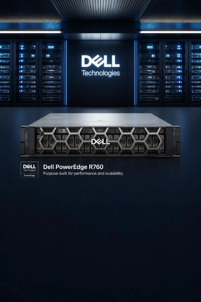 Infrastructure informatique professionnelle avec serveurs Dell PowerEdge, HPE ProLiant, postes de travail Dell et Lenovo, écrans ViewSonic et équipements collaboratifs Jabra proposés par MT Nexus au Maroc.