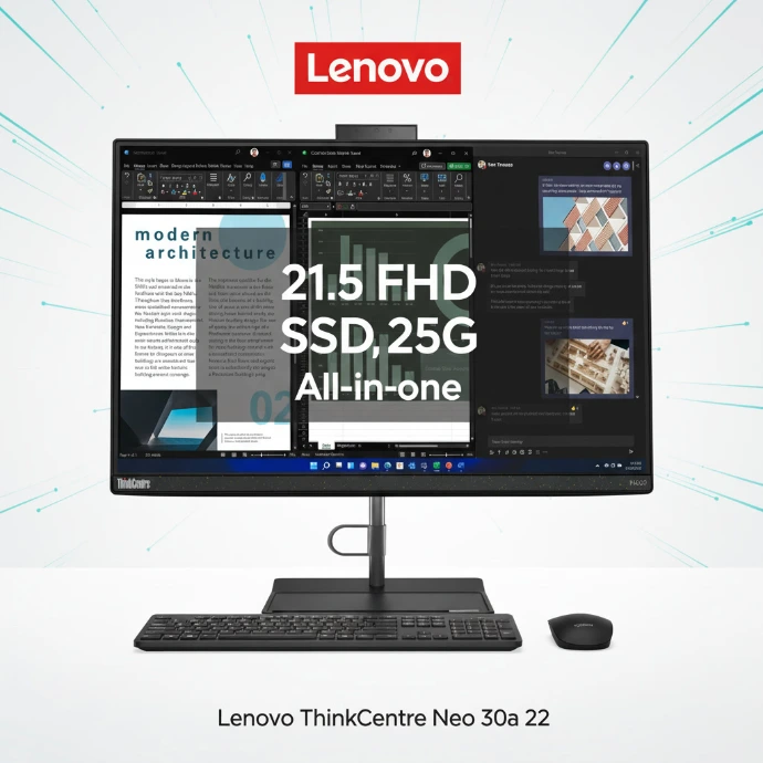 Le Lenovo ThinkCentre Neo 30a 22 est un PC Tout-en-un (All-in-One) professionnel destiné aux entreprises, PME, administrations et établissements scolaires. Disponible chez MT Nexus, revendeur Lenovo, fournisseur informatique et intégrateur IT à Casablanca, il offre une solution compacte, performante et élégante pour moderniser les postes de travail au Maroc.