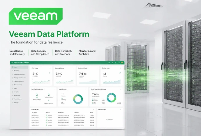 Plateforme d'infrastructure résiliente Veeam Data Platform pour la protection et la gouvernance des données d'entreprise au Maroc.
