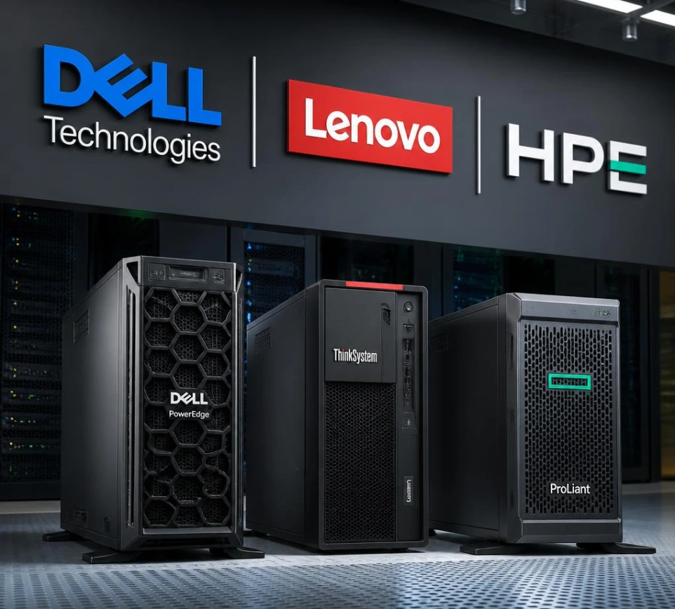 Serveurs Dell PowerEdge, Lenovo ThinkSystem et HPE ProLiant pour l’infrastructure de sauvegarde, le stockage et la protection des données des entreprises au Maroc.