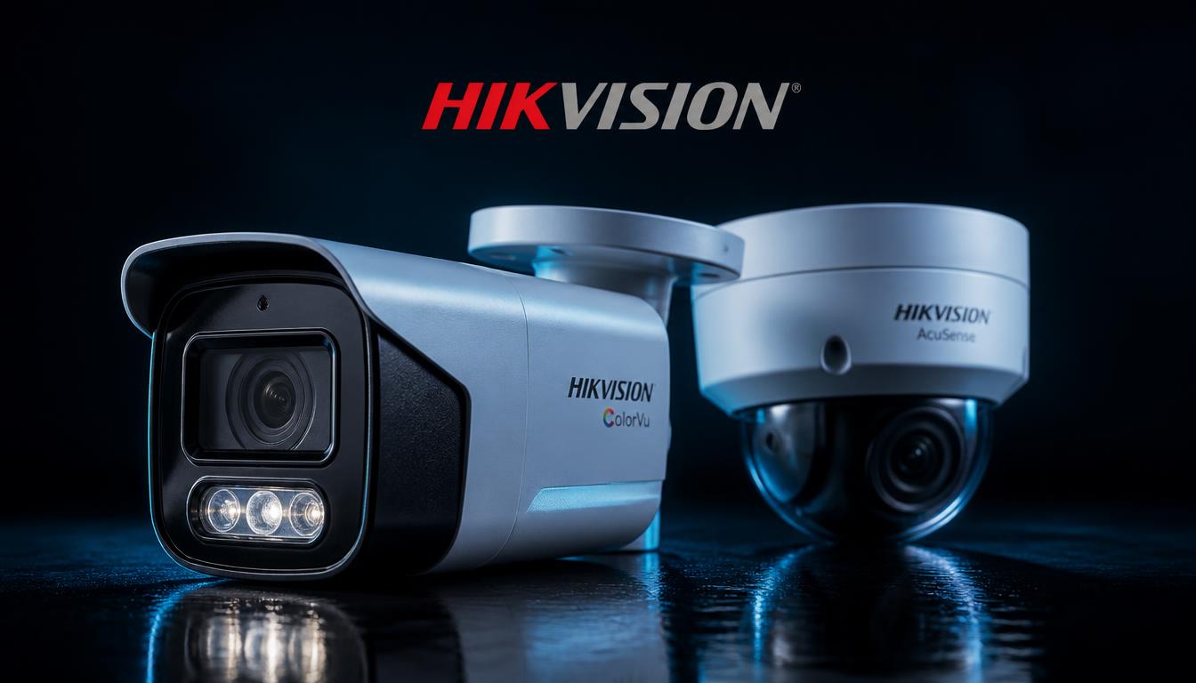 Caméra IP surveillance Hikvision ColorVu vision nocturne couleur et détection IA AcuSense Caméras de sécurité professionnelles Hikvision dotées des technologies ColorVu pour la vision nocturne en couleur 24/7 et AcuSense pour l'analyse d'image par intelligence artificielle.