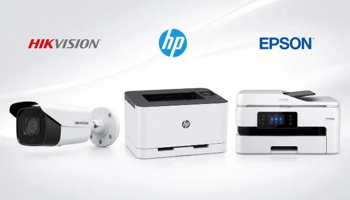 Offre globale d'équipements informatiques au Maroc : imprimantes laser HP, multifonctions d'entreprise Epson et caméras IP de vidéosurveillance Hikvision pour entreprises à Casablanca.