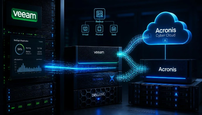 Assurez la continuité de vos activités avec nos solutions de sauvegarde et backup informatique : protection des serveurs, Cloud et Microsoft 365 avec Veeam et Acronis par MT Nexus.